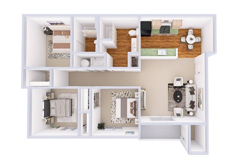 Floor plan for 3 beds, 2 baths, 1179 sqft